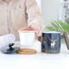 Mugs Ceramic Tea Water Separation Cup With Lid Large Capacity Office Filter Teacups Wooden Handle Strainer Coffee Mug Drinkware 400ML