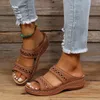 Slippers Women Sandals Open Open Toe Summer Shoes Vintage Low Heels Ender Platfor