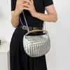 2024 new large niche design woven bag fashion Joker Sardines bag carrying high-value shoulder bag