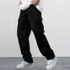 Men's Pants Casual Trouser Multi Pockets Workwear Straight Wide Leg Solid Color Soft Comfort Plus Size Korean Fashion Sweatpant