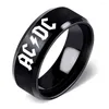 Anéis de casamento aço inoxidável AD DC Ring Rock Band Logo Jeia Titanium Minimalist punk masculino