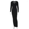 Casual Dresses Low-cut Slimming Long Sleeve Dress Plus Size Tight Skirt High Fanny Pack Hip