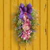 Decorative Flowers Door Hanging Ornament Artificial Hydrangea Wreath With Bowknot Ribbon Farmhouse Wall For Front