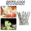 Drinking Straws 50pcs Premium Biodegradable Disposable Paper Star & Football Multi-Pattern Party