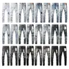 Designer heren paarse jeans voor heren denim broek mode dames paarse merk trends verontrusten zwart gescheurde motorrijder slanke fit motorfiets zweetbroeken 185