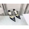 Summer New Style Pointed Thin Bow High Heel Shoes Bag Head Rivet Slippers Women's External Wearing Sandals Solid Color