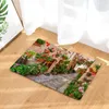 Badmatten Tuinlandschap Non-slip Mat Badkamer Tapijt vloer Tapijt 3D Gedrukte mooie natuurbloemen Flanel Keukentoiletdeur