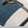 Cuscino COPERCHIO DECORATIVO PER SEDIA SOGGIORNO SALO DELLA PIELLA NERO STRUATO CUSTI BLU BLUE BEIGE LINO DI LINO DI BEIGE