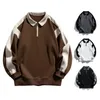 Heren Hoodies Men Color-Block Sweatshirt Tiener Sporty contrastkleur met rits halslijn stijlvol voor tieners