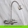 304 stainless steel into wall and cold double hole sink universal pipe shower water rotary kitchen faucet 240325