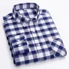 Chemises décontractées pour hommes Coton Oxford Long-mandeve pour hommes Slim Fit Formal Plain Pocket Office Tops Plaid Designer Vêtements