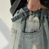 Pantalon pour enfants vêtements enfants style coréen tous correspondent aux beaux jeans 2024 Summer Boys Fashion Casual Loose Personalité short denim