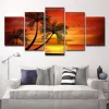 5 pannelli Sunset Sea Paradise Coconut Tree Decorazione per la casa dipinto poster e stampe paesaggistica per decorazioni per soggiorno senza cornice