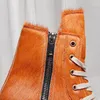 Wandelschoenen High Street Brand Sneaker Orange HorseHair Men Vower-Up Dik Soled Top Round Toe Women