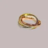 Anneaux de créateurs trinités de haute qualité pour femme à la mode à trois couleurs petite taille Ring Retro Smooth Recreation Letter