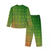 Vêtements à la maison Green rouge ombre vêtements de sommeil automne vintage imprimé décontracté pyjama lâche surdimensionné