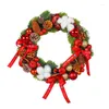 Decorative Flowers Artificial Christmas Wreath Pine Cone Tree Needle Ornament Pendant