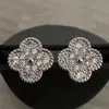 Women's Clover Earrings Brand Designer Earrings High Quality Luxury Shell Mother Shell Single Flower Earrings