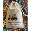 Drawstring Construction Trucks Bag 10pcs Personalized Cotton Birthday Party Favor Bags Baptism Gift Welcome Treat