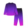 Домашняя одежда Ombre Gradient Sleepwear Осень черная фиолетовая и розовая эстетическая негабаритная пижамная наборы женщин с длинным рукавом дизайн ночной одежды ночная одежда