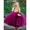 Filles robes mignonnes boules gonflées fleuris filles pour le mariage en or de mariage paillettes top fuchsia tulle bambin de concours