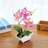 Decorative Flowers Phalaenopsis Small Bonsai Fake Flower Artificial Plant Simulation Green Potted Furniture Living Room Office Decoration