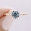 1.00 Ct. Round Grey Rose Gold Micro-Prong Engagement Ring Vintage Ring Gray Redoors Ring