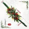 Dekorativa blommor ledde julkrans för brevlåda Fake Pinecone Red Berry Garland hängande ornament framför dörrväggdekorationer Xmas Tree