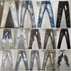 Diseñador para hombres Jeans morados para pantalones de mezclilla de mezclilla tendencias de marca púrpura de mujer angustiada motociclista de motocicleta delgada de fit 185