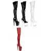 Tanzschuhe Pole 20cm High Heel Patent Lederstiefel für Frauen Hass Nachtclub über Kniemodell Training