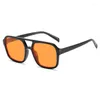 Solglasögon 2024 Vintage Overdimensionerad fyrkantig kvinna retro märke spegel solglasögon kvinnliga svart orange mode godis färger