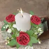 Flores decorativas Pillar Candle Ring Wreath Greenery Farmhouse para Festa Páscoa de Casamento