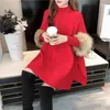 Kvinnors tröjor Autumn Winter Imitation Wool Sleeves Cape Sticked Pullover Sweater Löst kappa Kvinnor ärm Poncho Lady Capes Beige Cloaks