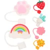 Disposable Cups Straws 6 Pcs Straw Dust Plug Lids Anti-dust Staw Plugs Silicone Covers Dust-proof Silica Gel Adorable Plastic