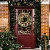 Dekoratif çiçekler led Noel çelenk kapı asılı ev dekorasyonları çelenk xmas parti dekor yapay ön