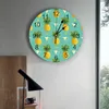 Wall Clocks Fruit Pineapple Triangle Geometry Decorative Round Clock Custom Design Non Ticking Silent Bedrooms Large