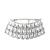 Ketens Stonefans bruids vierkant meerlagige choker ketting sleutelborsten accessoires statement bling rhinestone kraagfeest voor vrouwen