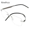 Zonnebrillen frames Krasivyy schroefloze pure titanium rimless bril Men Square ultralight recept bril met vrouwen optische brillen