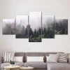 5 Stücke Nordic Dunst Pine Forest Wall Art Leinwand Malerei Landschaft Poster und Drucke für Wohnzimmer Home Dekoration Cuadros