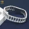 Bijoux diamant de laboratoire personnalisé Style d'os en or blanc plaqué de liaison cubaine Chaîne Men de liaison glacée