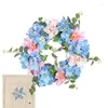 Decorative Flowers 12 Inches Blue White Pink Hydrangea Spring Hanging Wreath Ornaments Floral Flower Artificial Farmhouse Decoration