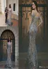 2017 Neue luxuriöse formale Kleider Abend abziehen von Schulter mermaid Rückenfreies Sticker Perlen Langes arabische Prom Party Festzugskleider 1837625