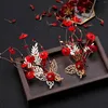 Hair Clips Flower Barrettes Clip Handmade Red Flowers Butterfly Design Hairpins For DIY Accessory Styling