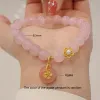 Bangles Lucky Charm Flower Agate Natural Rose Quartz Pink Crystal Breded Bracelets pour femmes ACCESSOIRES FEMMES FEMMES DE BIJOURS YBR699