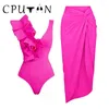 Swimwear Women Cputan 2024 Sexy 3D Flower Bikini Set High Waist Swirksuit Jirt One Piece Brésilien Biquini Bathing Fissure Robe de plage