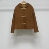 Women's Knits Coat 2024 Autumn/Winter Women Wooden Bolt Wool Felt Art Duffle Jacket Hooded Cardigan