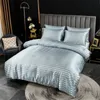 High -end emulatie zijden dekbedoverdek set satijnstreep enkel tweepersoon beddenset queen king size jacquard dekbedoverlegt kussencases 240401