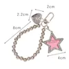 Y2k mizaç tatlı parlak yıldız pentagram takılar kadın için anahtarlıklar kızlar Kore moda sevimli anahtarlık takı 240403