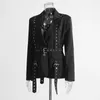 Damesjassen Leerproduct Trendy Rivet Tower Buckle Coat Design met tailleband middenlengte pak gepersonaliseerde kleding