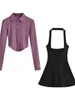 WOMENGAGA Sexy Polo Collar Single Sample Tshirt Hanging Cuel Wrap Vestido Hip Falda Falda Fashion Women P7QH 240402
